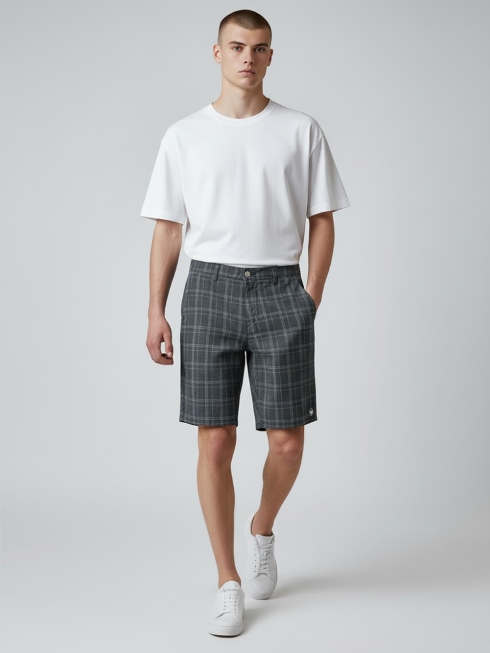 Hurley Men's Hybrid Board Shorts Flat Front Casual Grey Plaid Size 31